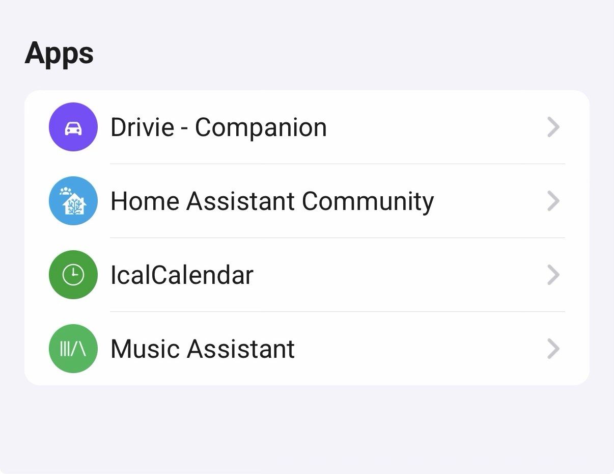 Homey-instellingen met Drivie - Companion tussen de geïnstalleerde apps