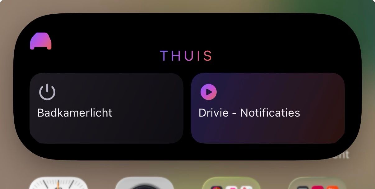 De widget in donkere weergave